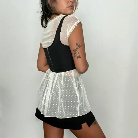 Mesh dot babydoll top white - Picture 2 of 5